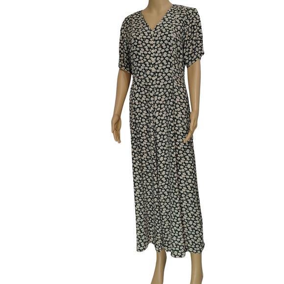 1980s Green E.D. Michaels Short Sleeve Romper Floral Wide Elephant Legs Size 5/6 - Picture 1 of 12